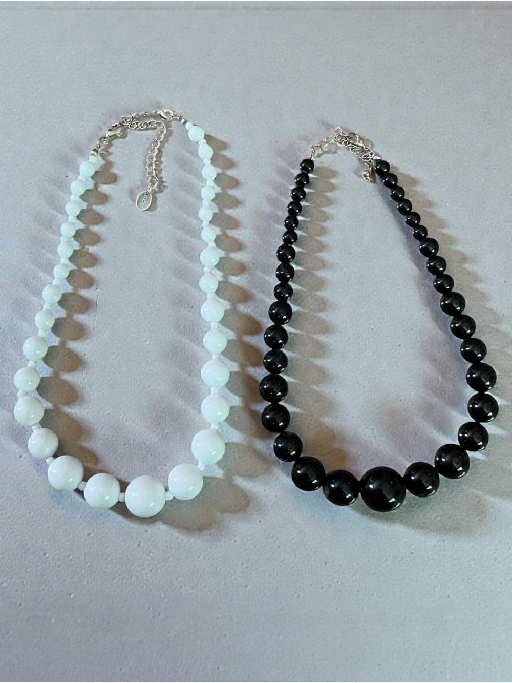 Two-Piece Beaded Necklace Set - Black & White